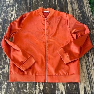 PAINTED THREADS 💕 Oversized Faux Satin Rust Orange Bomber Jacket - X-LARGE